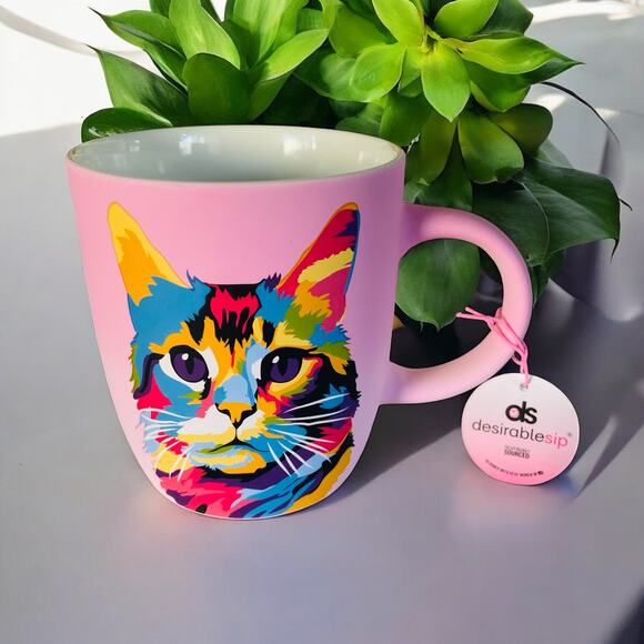 NEW Desirable Sip Vibrant Rainbow Colorful Cat Kitten Tabby Coffee 18 oz Mug - Picture 3 of 4
